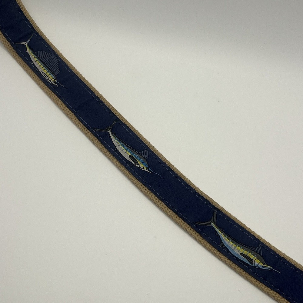 World Wide Sportsman Navy Blue Fishing Belt SZ 32 Solid Brass Buckle Made In USA - Picture 8 of 14